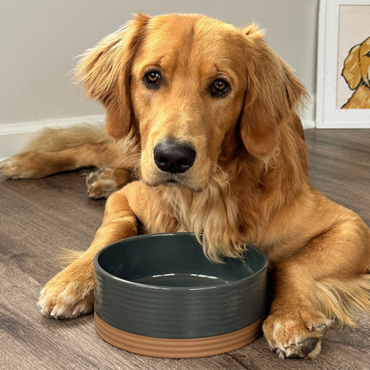 MORA CERAMICS Pet Bowls Medium Pet Food Bowl - Charcoal