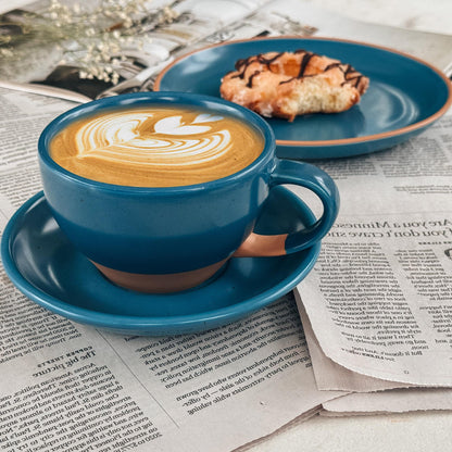 MORA CERAMICS Kitchen & Dining Latte Art Mug - 10.5oz - Azure Blue