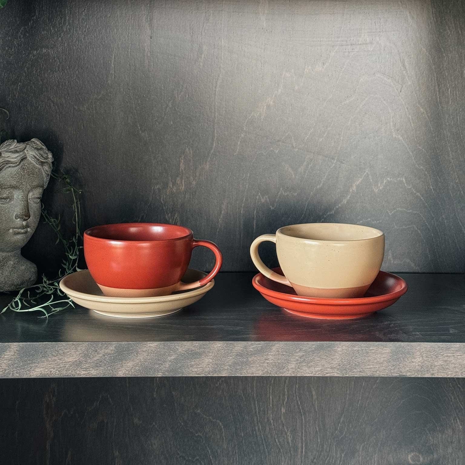 MORA CERAMICS Kitchen & Dining Latte Art Mug - 10.5oz - Crimson Red