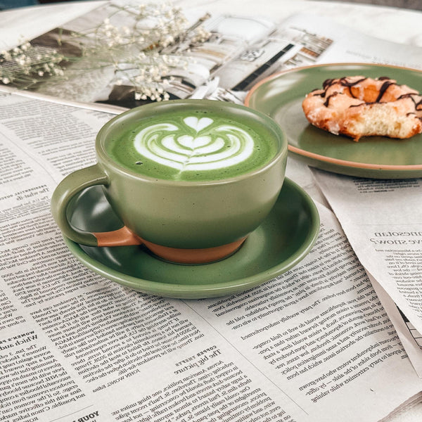 MORA CERAMICS Kitchen & Dining Latte Art Mug - 10.5oz - Moss Green