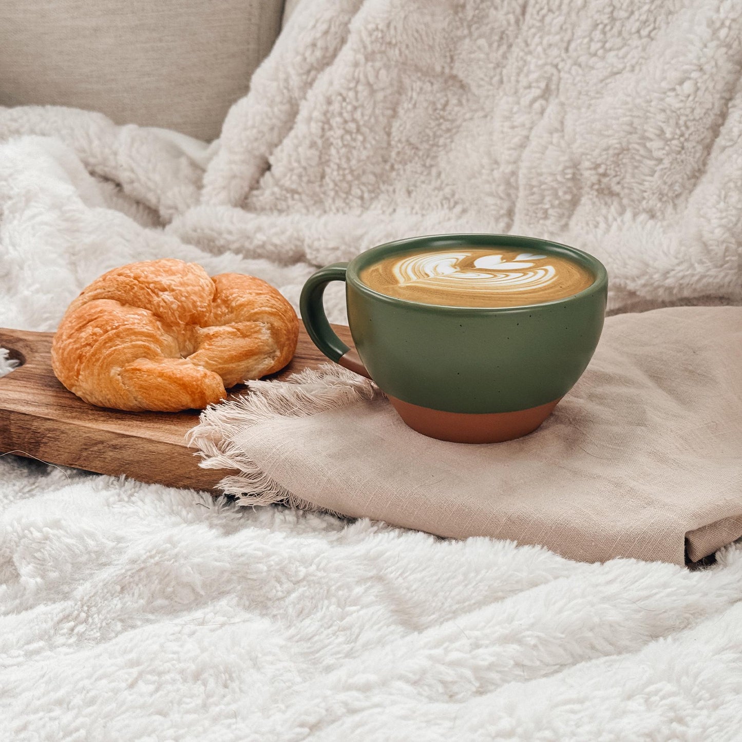 MORA CERAMICS Kitchen & Dining Latte Art Mug - 10.5oz - Moss Green