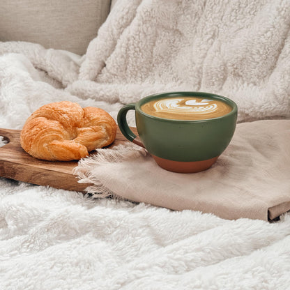 MORA CERAMICS Kitchen & Dining Latte Art Mug - 10.5oz - Moss Green