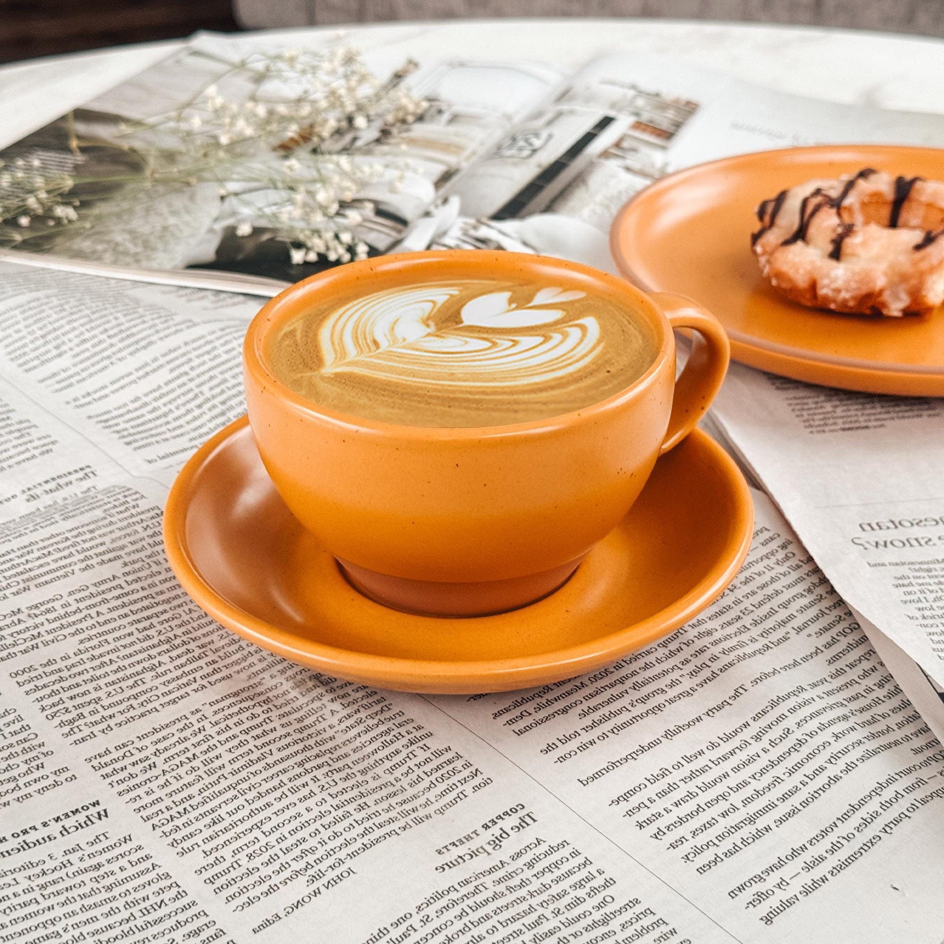 MORA CERAMICS Kitchen & Dining Latte Art Mug - 10.5oz - Pumpkin Orange