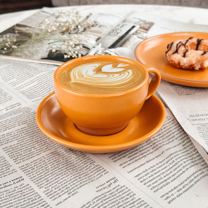 MORA CERAMICS Kitchen & Dining Latte Art Mug - 10.5oz - Pumpkin Orange