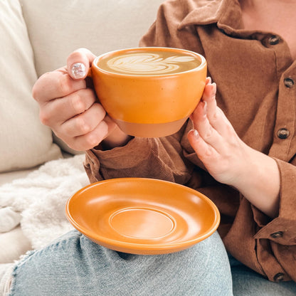 MORA CERAMICS Kitchen & Dining Latte Art Mug - 10.5oz - Pumpkin Orange