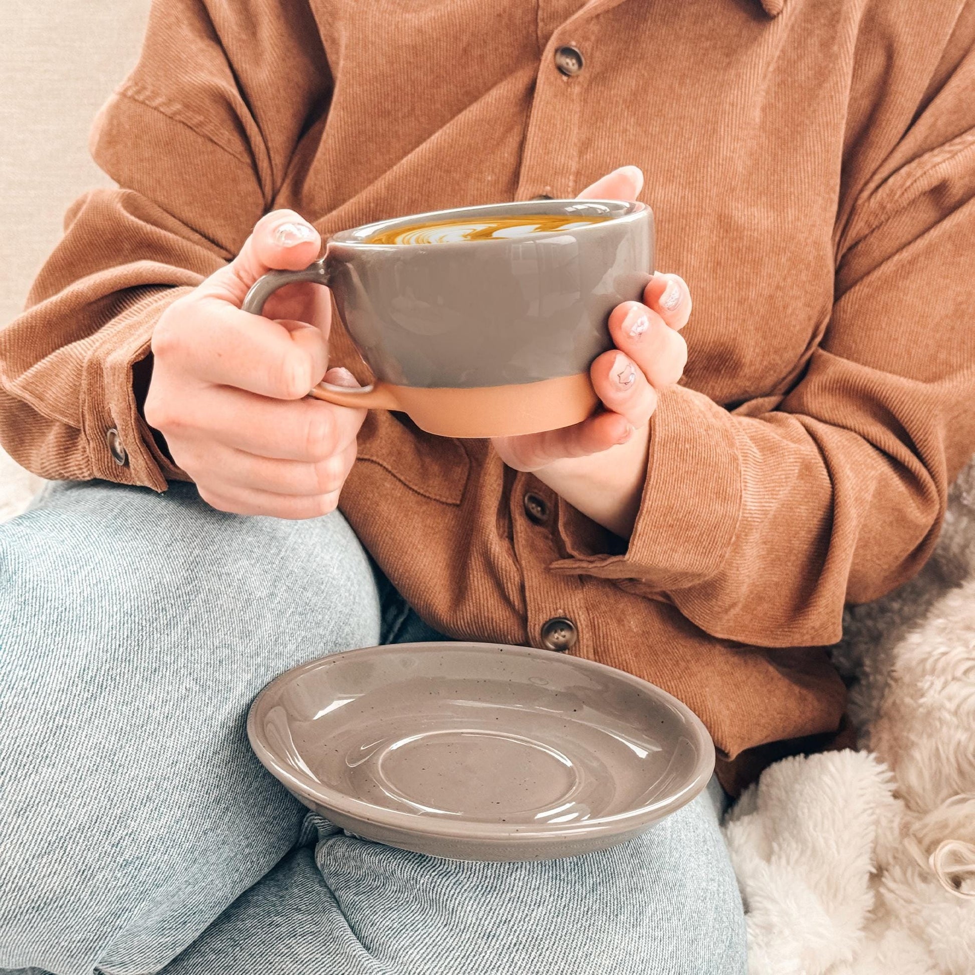 MORA CERAMICS Kitchen & Dining Latte Art Mug - 10.5oz - Sesame Milk