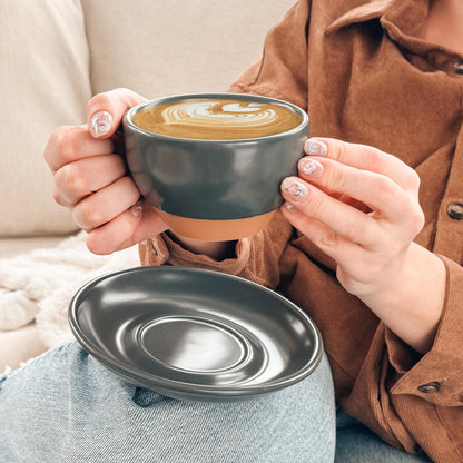 MORA CERAMICS Kitchen & Dining Latte Art Mug - 10.5oz - Shadow Grey