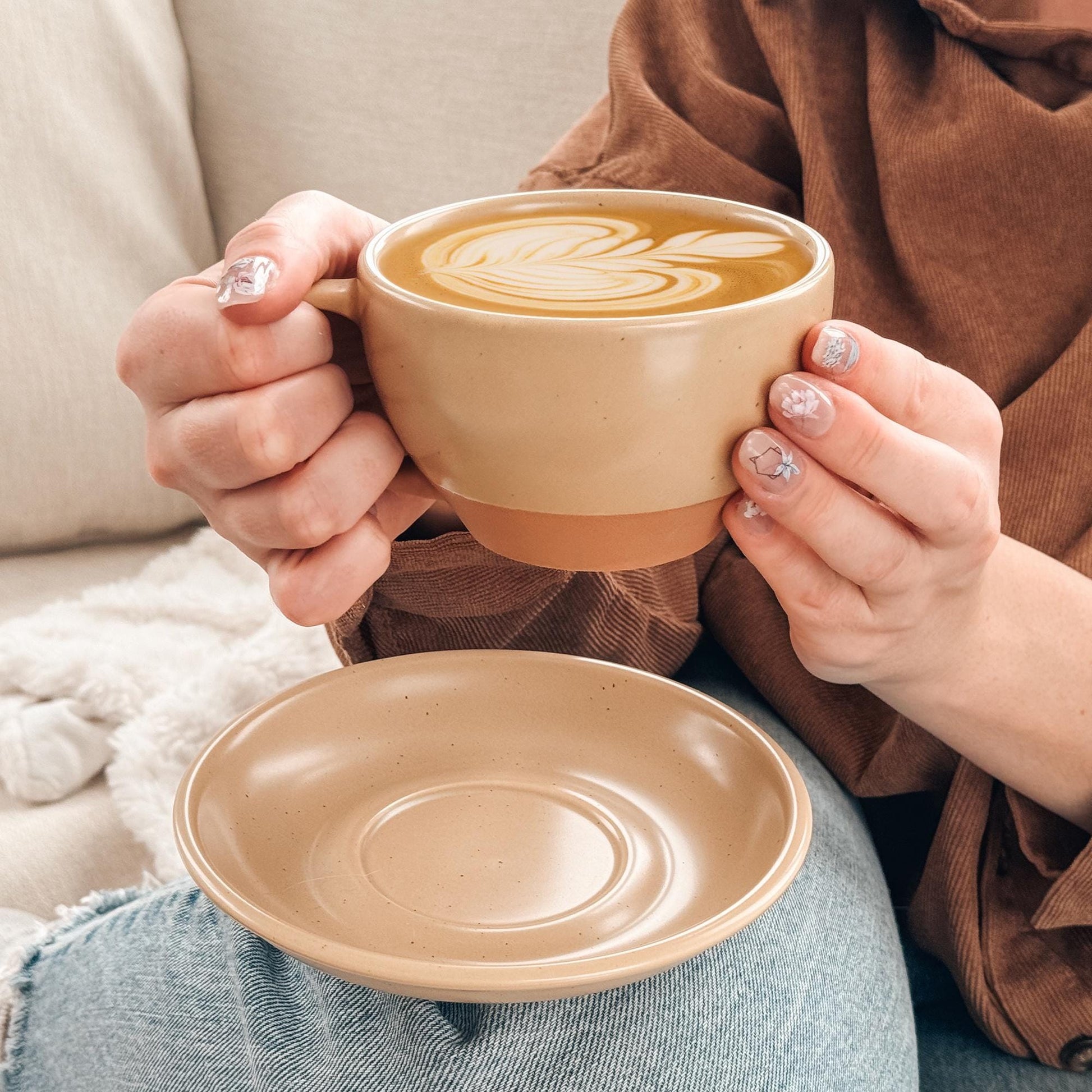 MORA CERAMICS Kitchen & Dining Latte Art Mug - 10.5oz - Bisque Tan