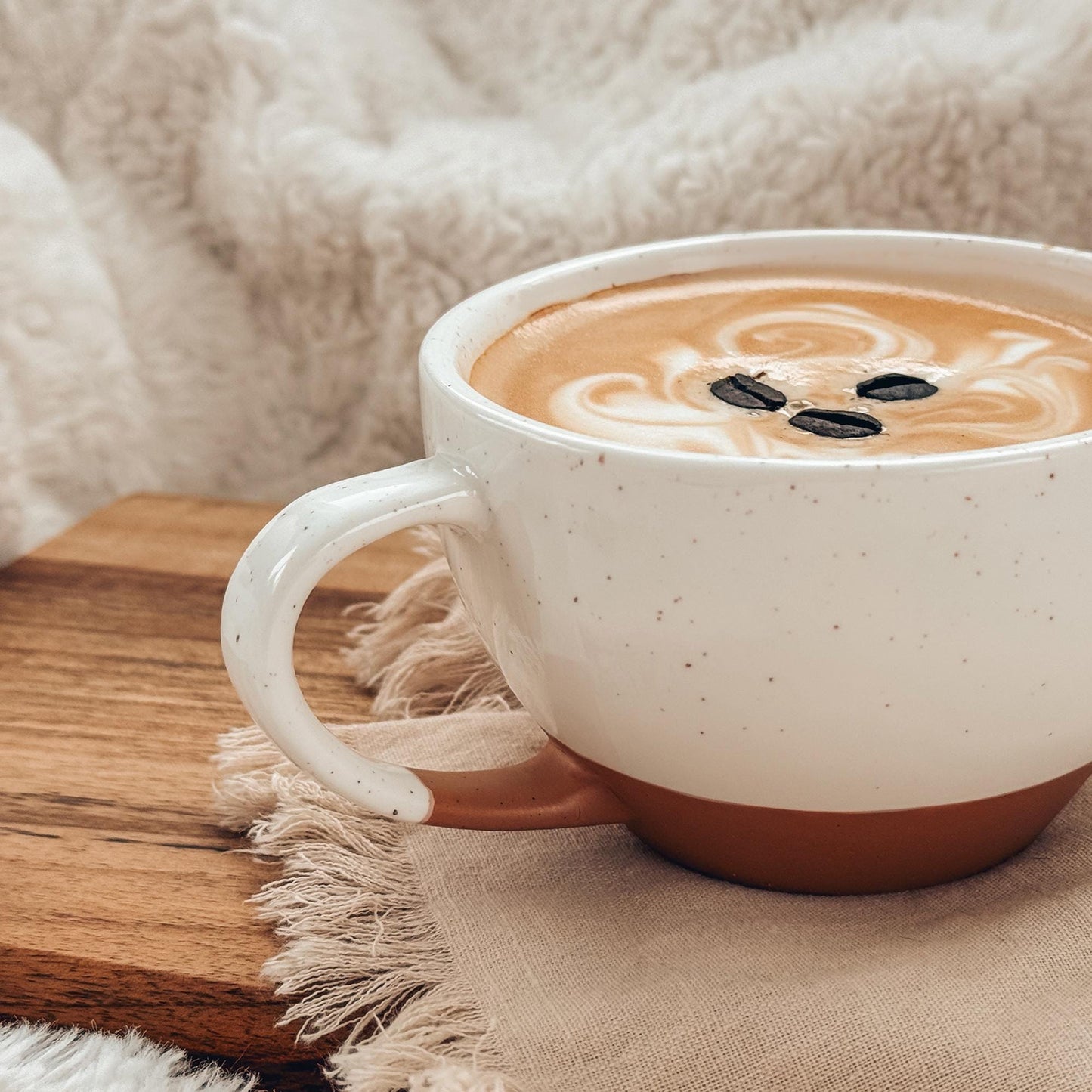 MORA CERAMICS Kitchen & Dining Latte Art Mug - 10.5oz - Vanilla White