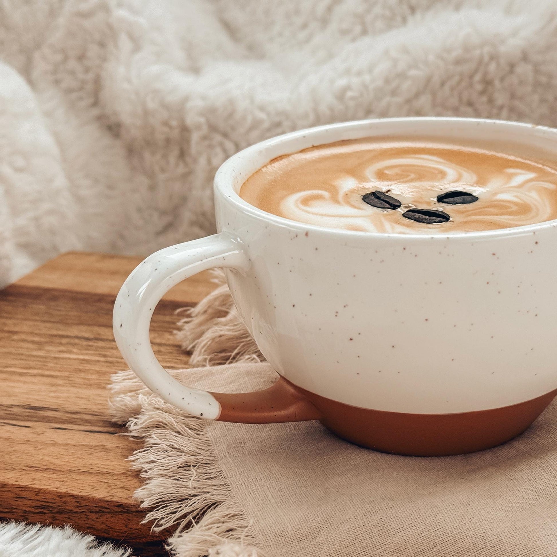 MORA CERAMICS Kitchen & Dining Latte Art Mug - 10.5oz - Vanilla White