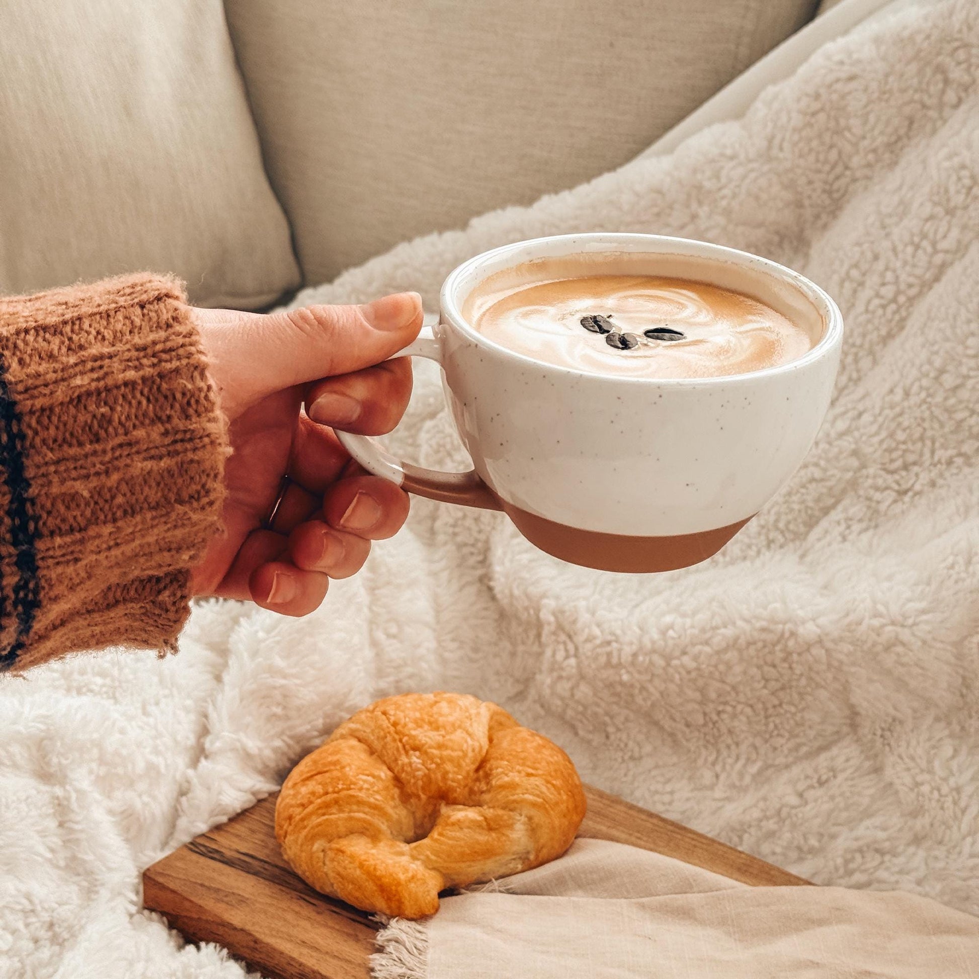 MORA CERAMICS Kitchen & Dining Latte Art Mug - 10.5oz - Vanilla White