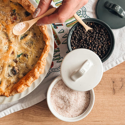 MORA CERAMICS Kitchen & Dining Salt & Pepper Cellar Set - Vanilla & Charcoal