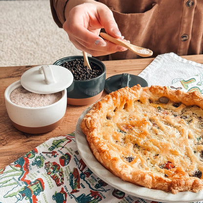 MORA CERAMICS Kitchen & Dining Salt & Pepper Cellar Set - Vanilla & Charcoal