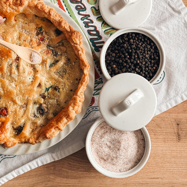 MORA CERAMICS Kitchen & Dining Salt & Pepper Cellar Set - Vanilla White