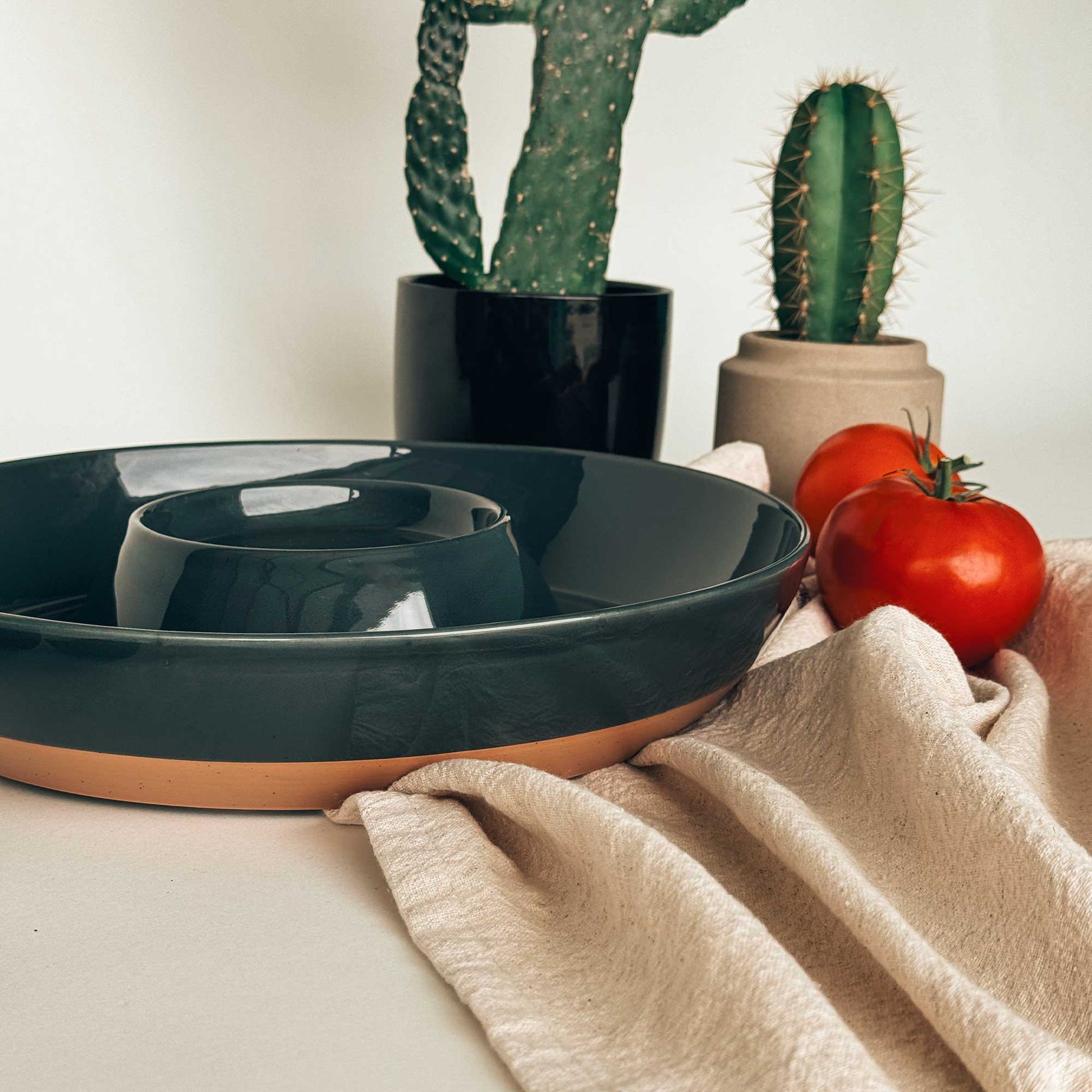 MORA CERAMICS Kitchen & Dining Chip & Dip Bowl - Charcoal