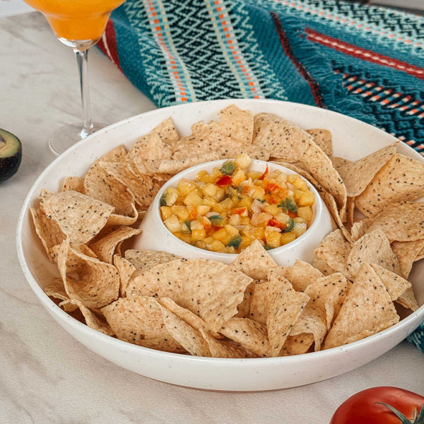 MORA CERAMICS Kitchen & Dining Chip & Dip Bowl - Vanilla White