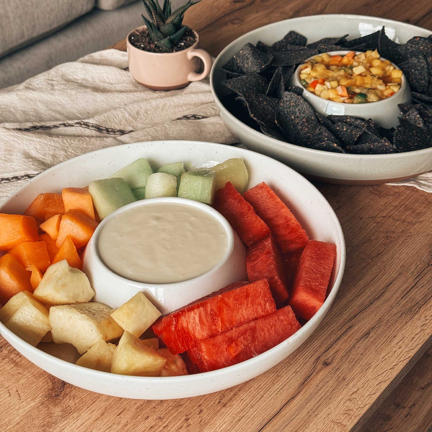 MORA CERAMICS Kitchen & Dining Chip & Dip Bowl - Vanilla White