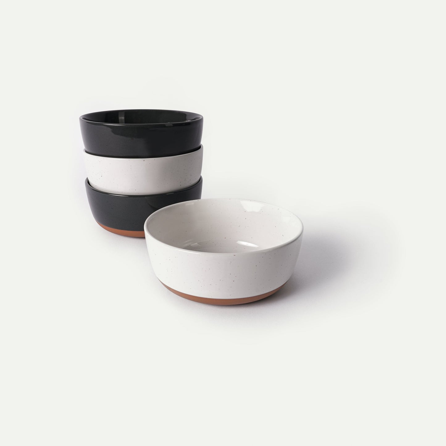 MORA CERAMICS Kitchen & Dining Cereal Bowls - 25oz - Vanilla White & Charcoal