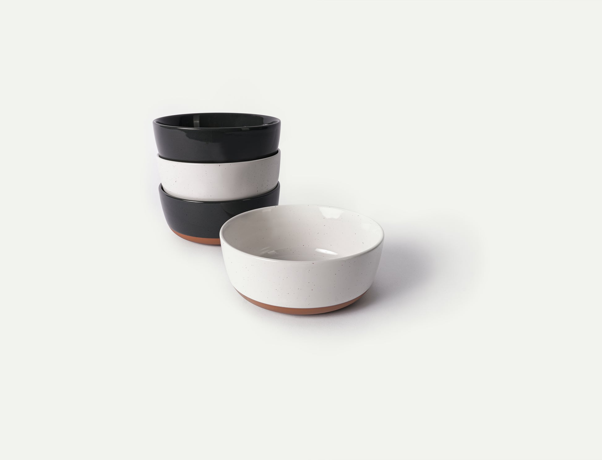 MORA CERAMICS Kitchen & Dining Cereal Bowls - 25oz - Vanilla White & Charcoal