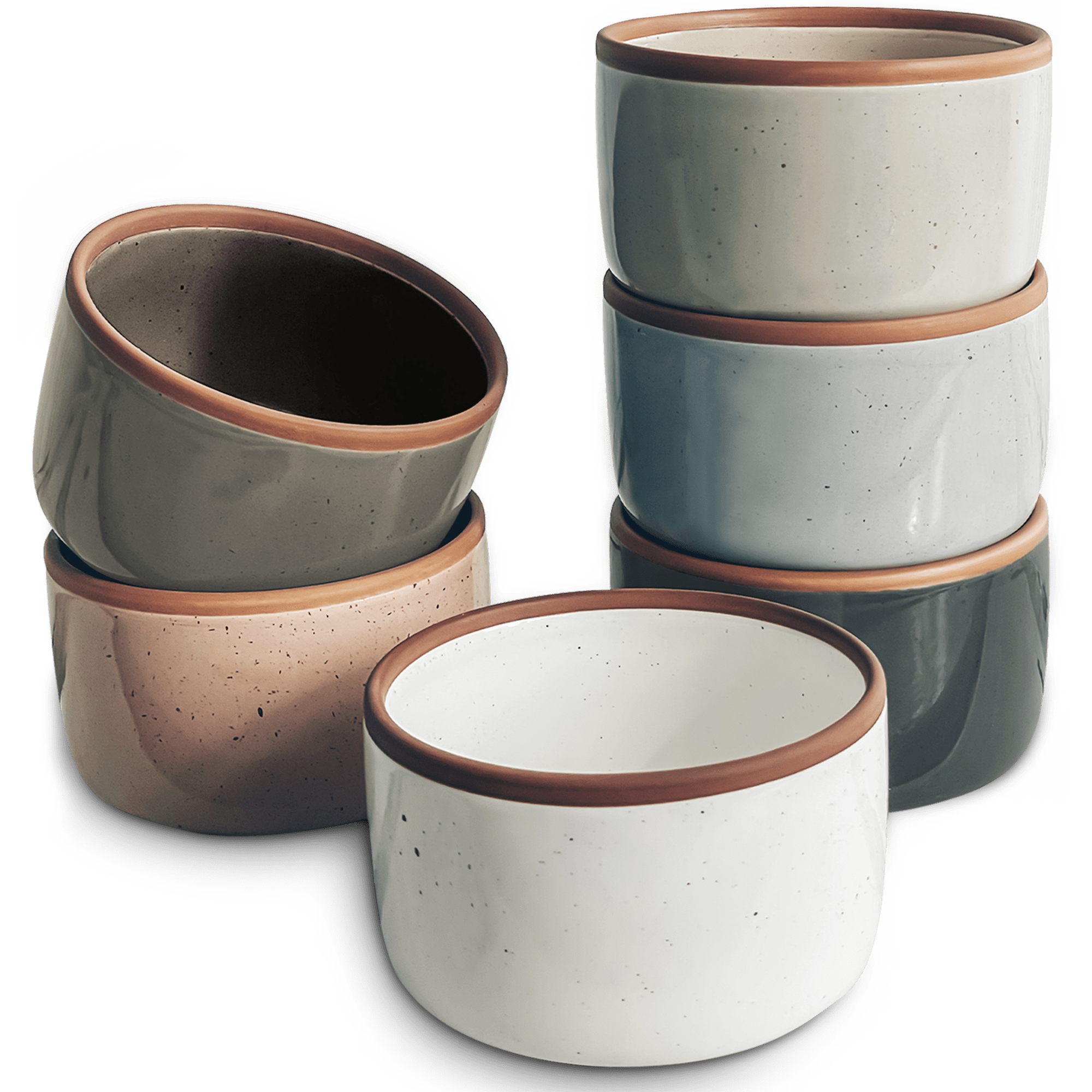 Ramekins - Set of 6 - 8 oz - Assorted Neutrals