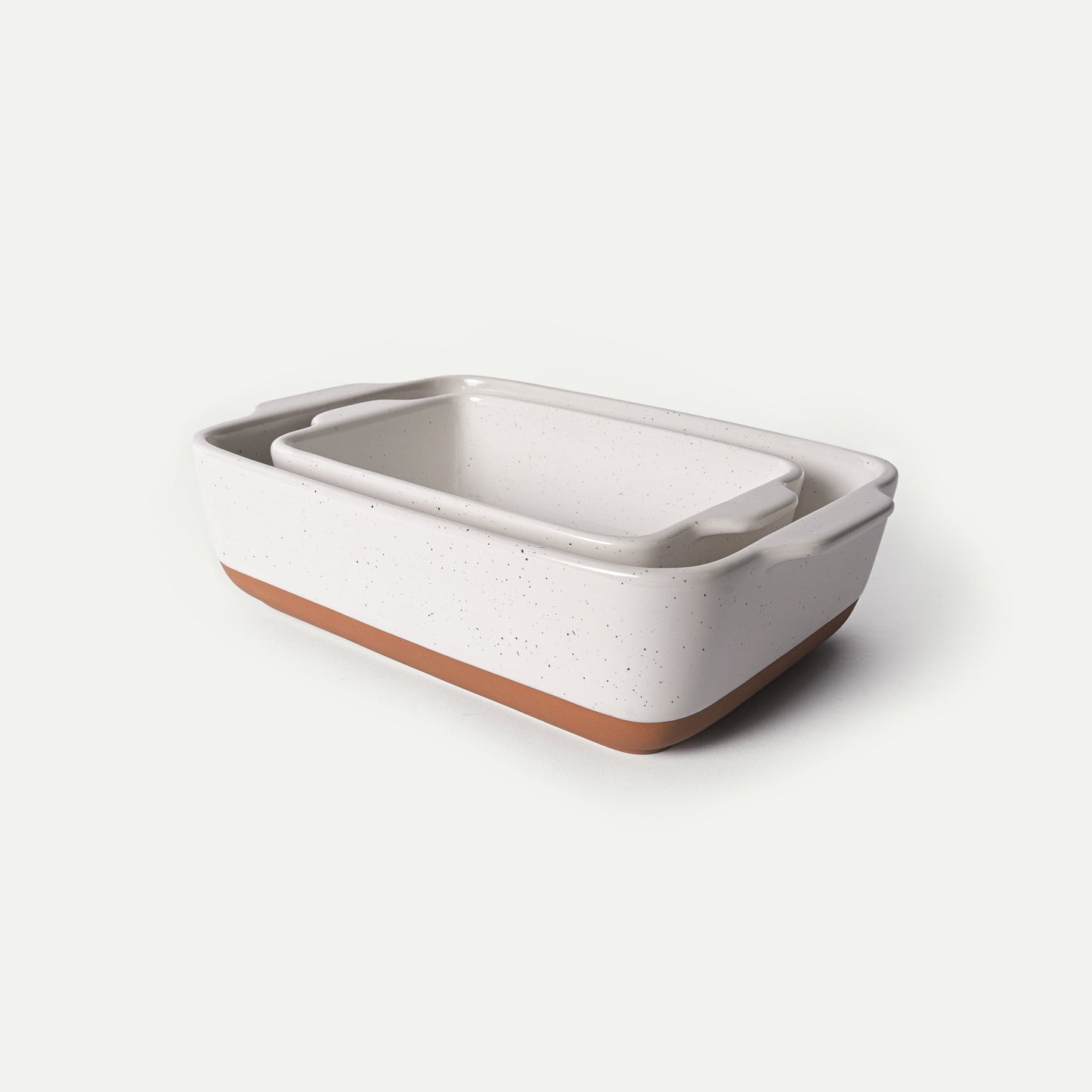 MORA CERAMICS Kitchen & Dining Baking Pan Set of 2 - 7x11 in & Loaf Pan - Vanilla White