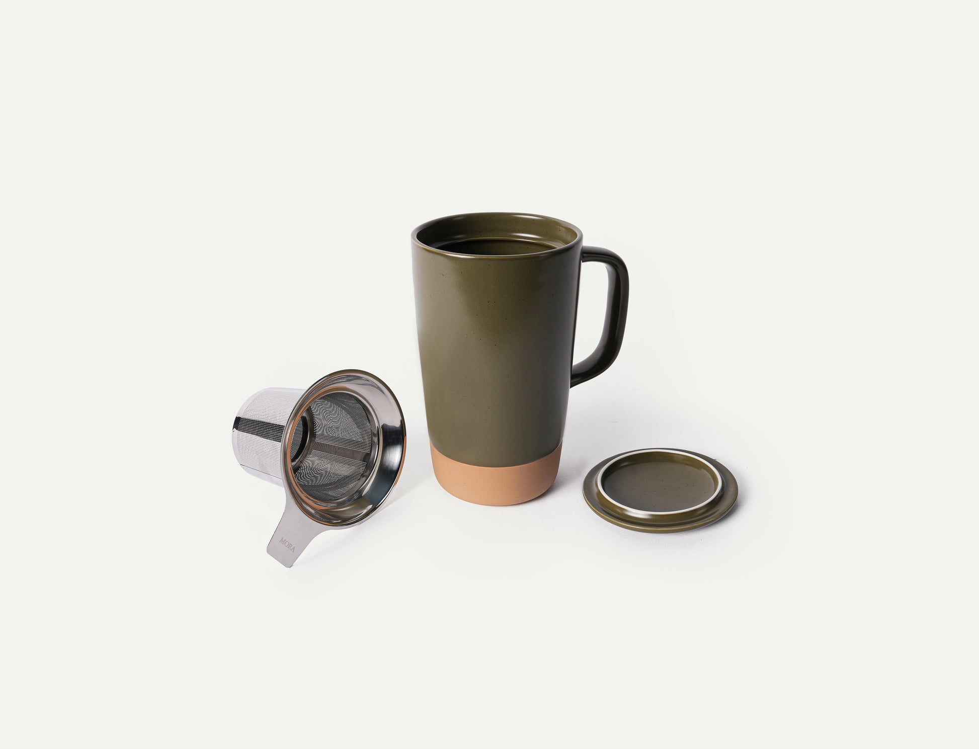 MORA CERAMICS Kitchen & Dining Large Tea Mug Infuser Set - 18oz - Olive