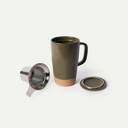 MORA CERAMICS Kitchen & Dining Large Tea Mug Infuser Set - 18oz - Olive