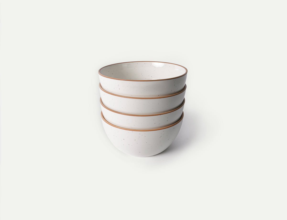 Rimmed & Speckled Cereal Bowls - Set of 4 - Safari