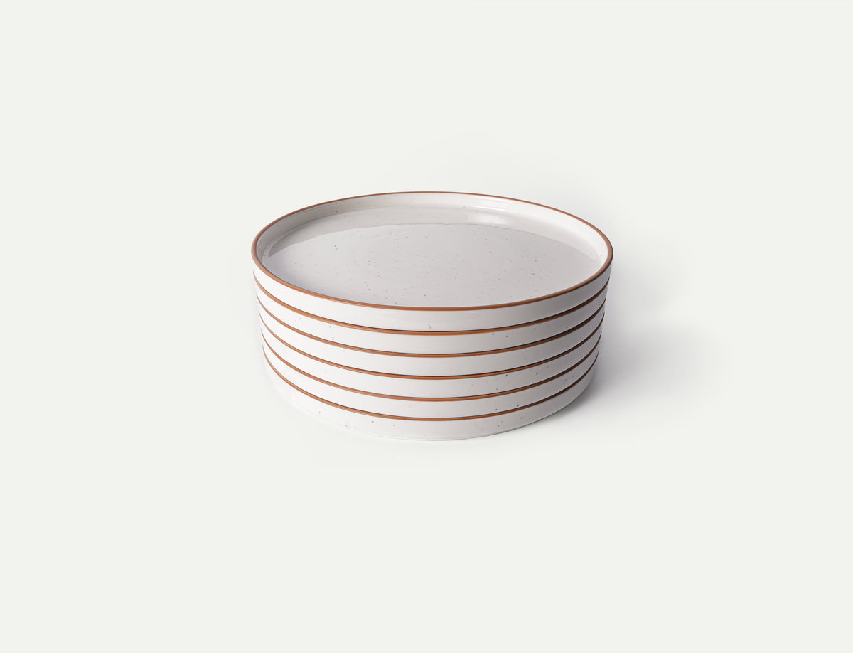 Rimmed & Flat Dinner Plates - Set of 6 - Assorted Neutrals