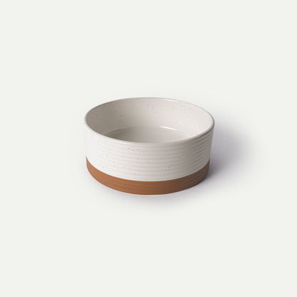 MORA CERAMICS Pet Bowls Large Pet Food Bowl - Vanilla White