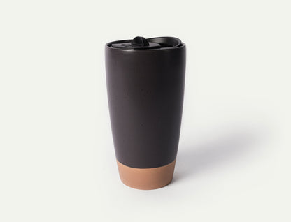 MORA CERAMICS Kitchen & Dining Double Walled Ceramic Travel Mug with Lid - Nightwaves - 14oz