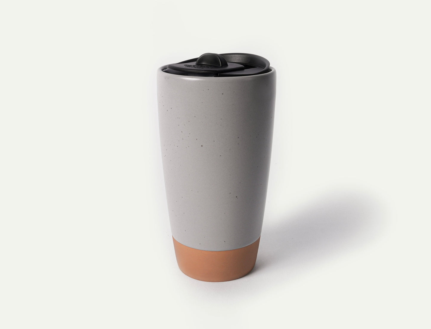 MORA CERAMICS Kitchen & Dining Double Walled Ceramic Travel Mug with Lid - Overcast Grey - 14oz