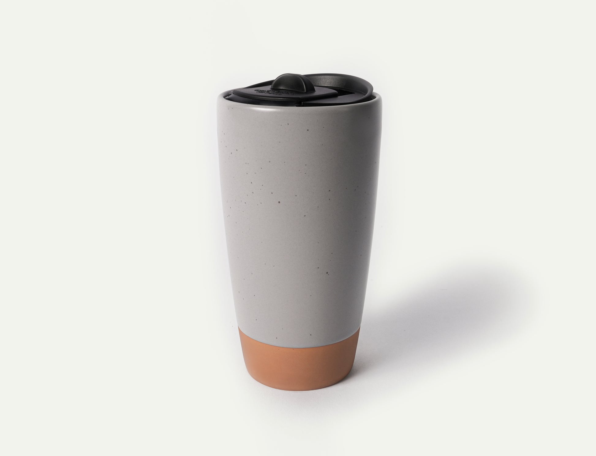 MORA CERAMICS Kitchen & Dining Double Walled Ceramic Travel Mug with Lid - Overcast Grey - 14oz