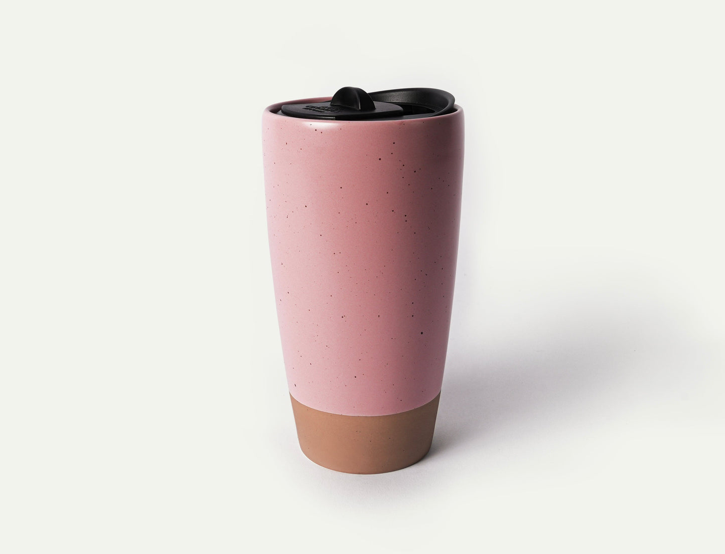 MORA CERAMICS Kitchen & Dining Double Walled Ceramic Travel Mug with Lid - Pink Salt - 14oz