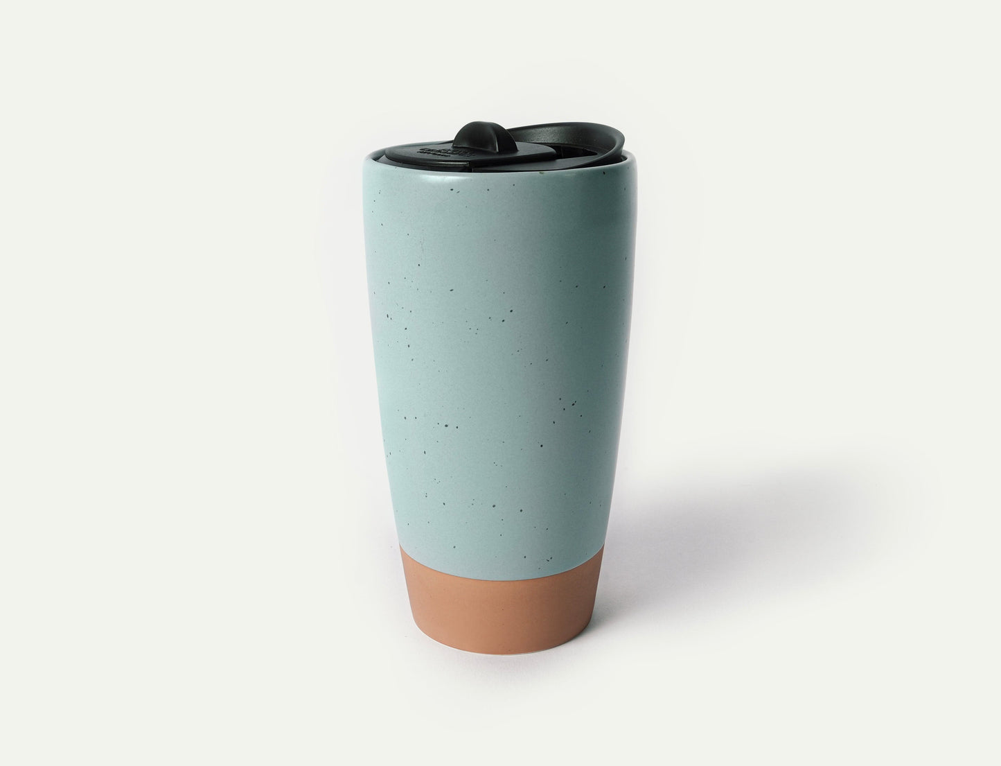 MORA CERAMICS Kitchen & Dining Double Walled Ceramic Travel Mug with Lid - Seafoam Green - 14oz