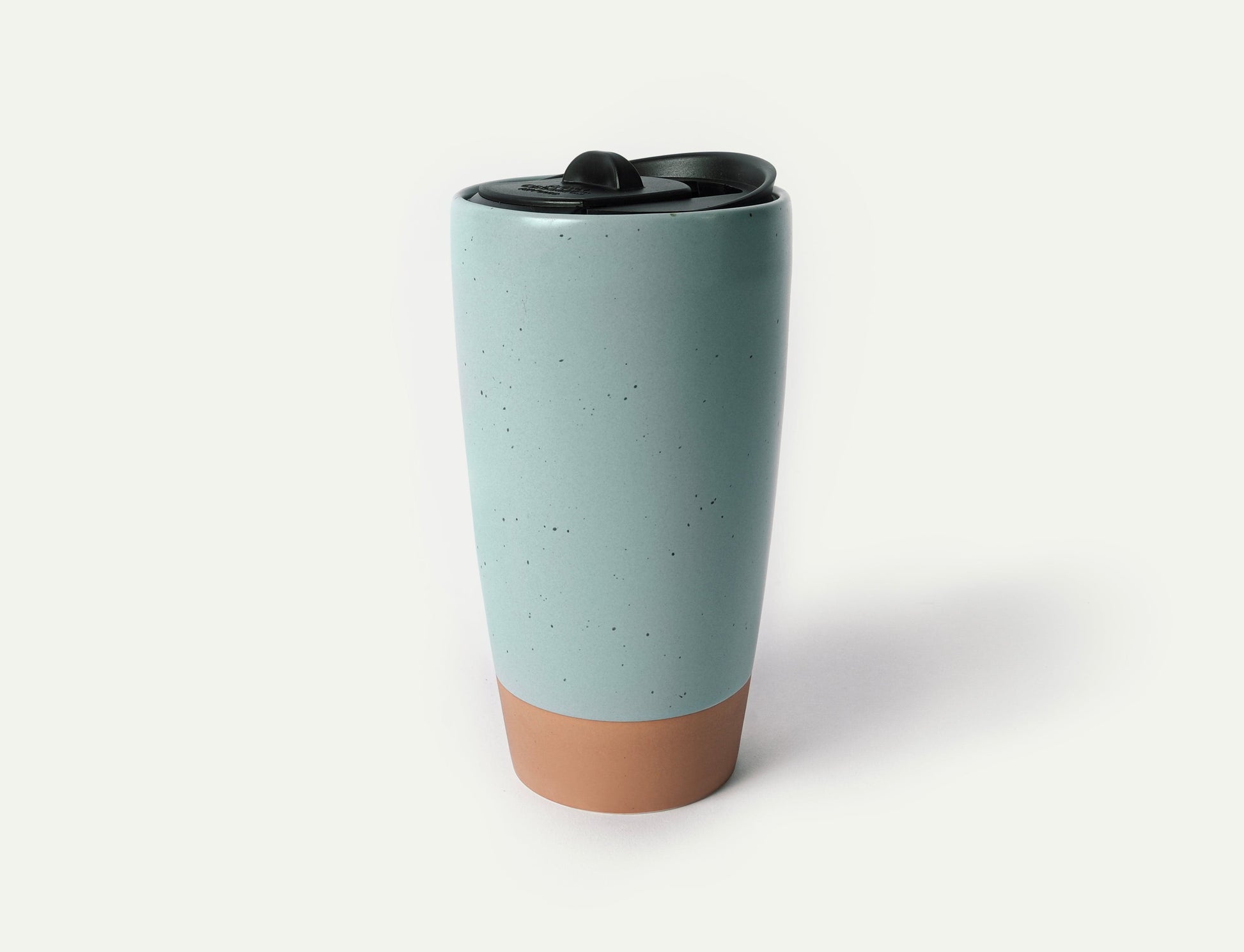 MORA CERAMICS Kitchen & Dining Double Walled Ceramic Travel Mug with Lid - Seafoam Green - 14oz