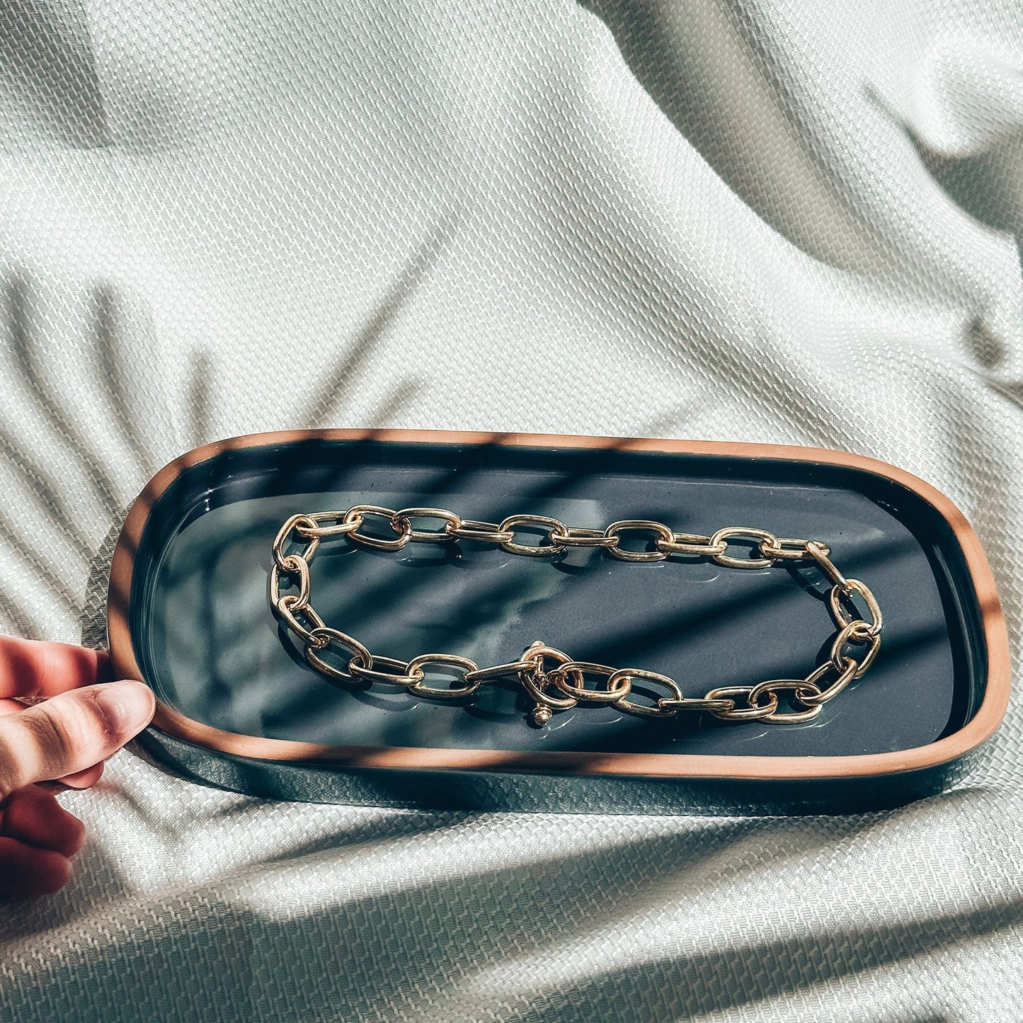 MORA CERAMICS Jewelry Holders Large Vanity Tray - 10in - Modern - Charcoal