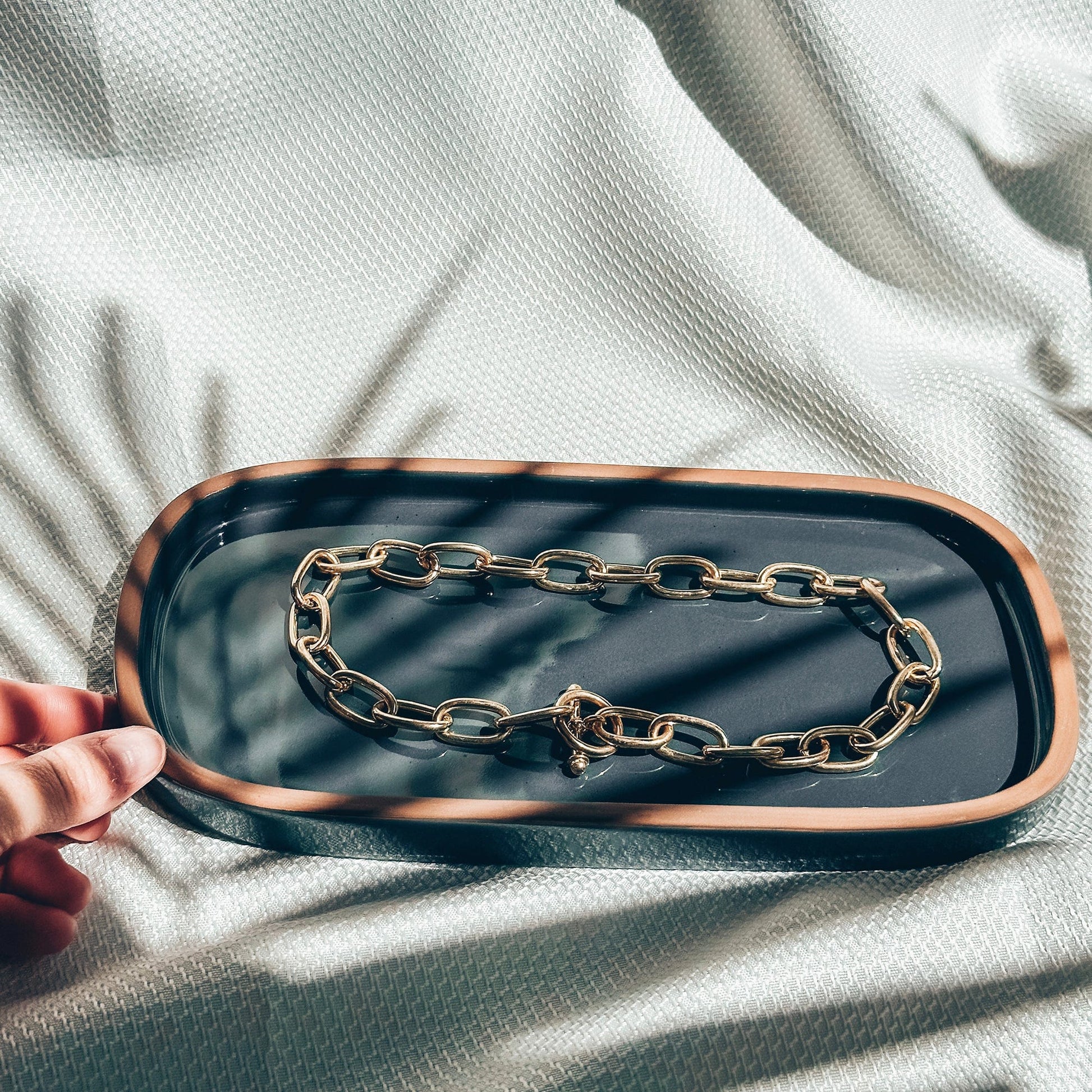 MORA CERAMICS Jewelry Holders Large Vanity Tray - 10in - Modern - Charcoal