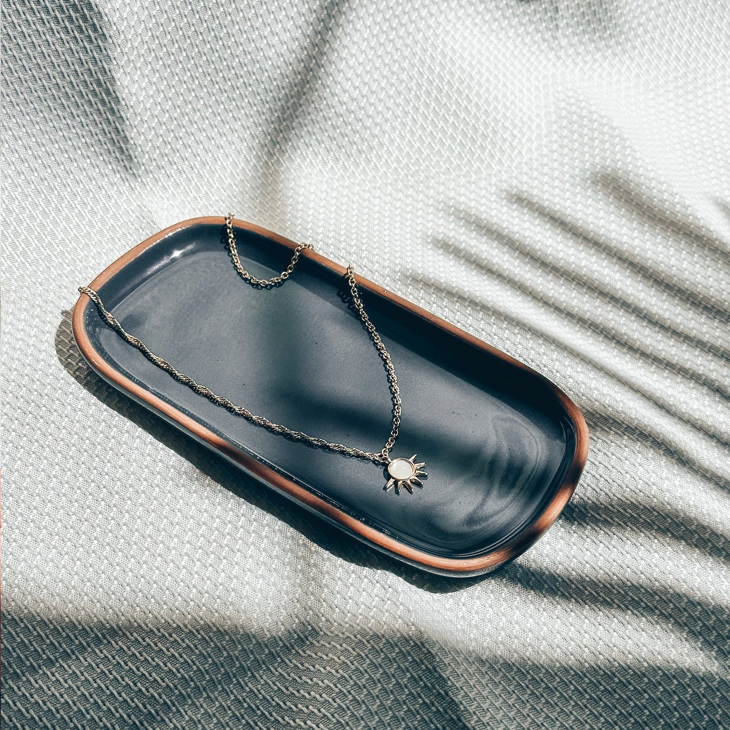 MORA CERAMICS Jewelry Holders Small Vanity Tray - 6.4in - Classic - Charcoal