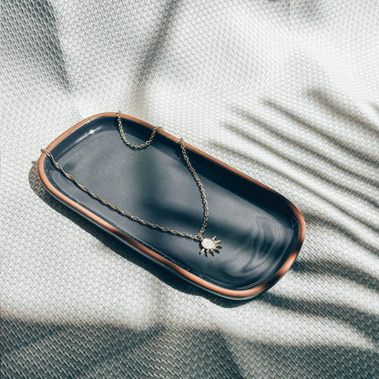 MORA CERAMICS Jewelry Holders Small Vanity Tray - 6.4in - Classic - Charcoal