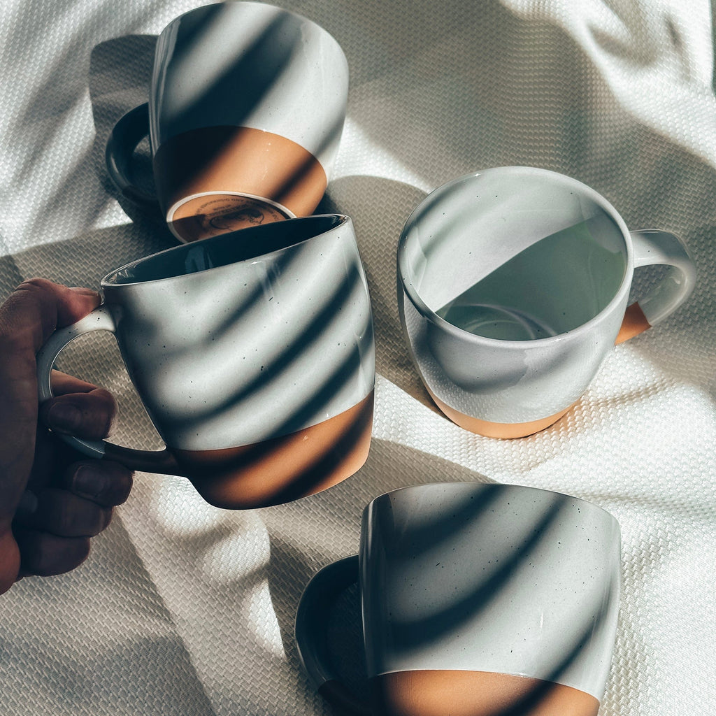 Mora Ceramic Large Latte Mug Set of 4, 16Oz - Microwavable