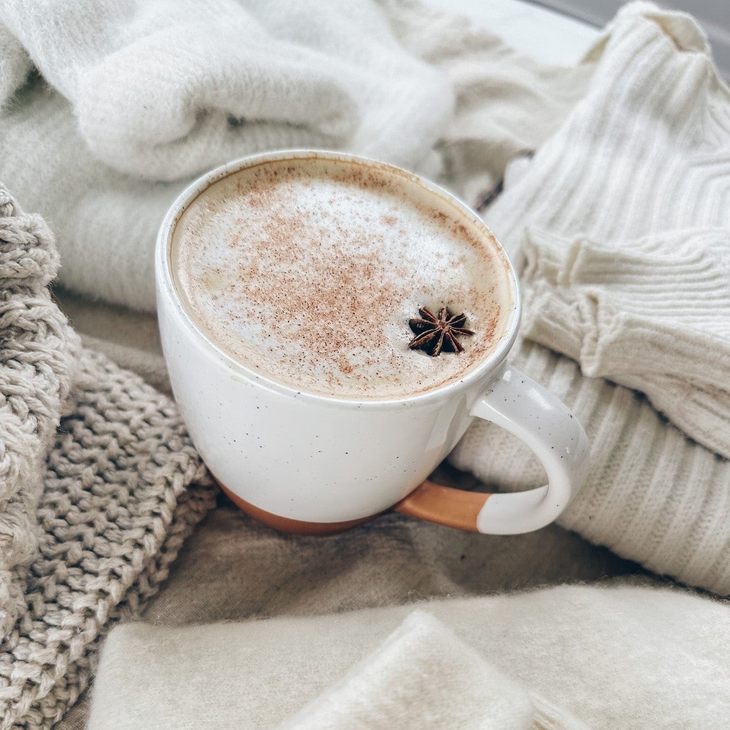 MORA CERAMICS Kitchen & Dining Latte Mug Set of 4 - 16oz - Vanilla White