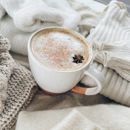 MORA CERAMICS Kitchen & Dining Latte Mug Set of 4 - 16oz - Vanilla White