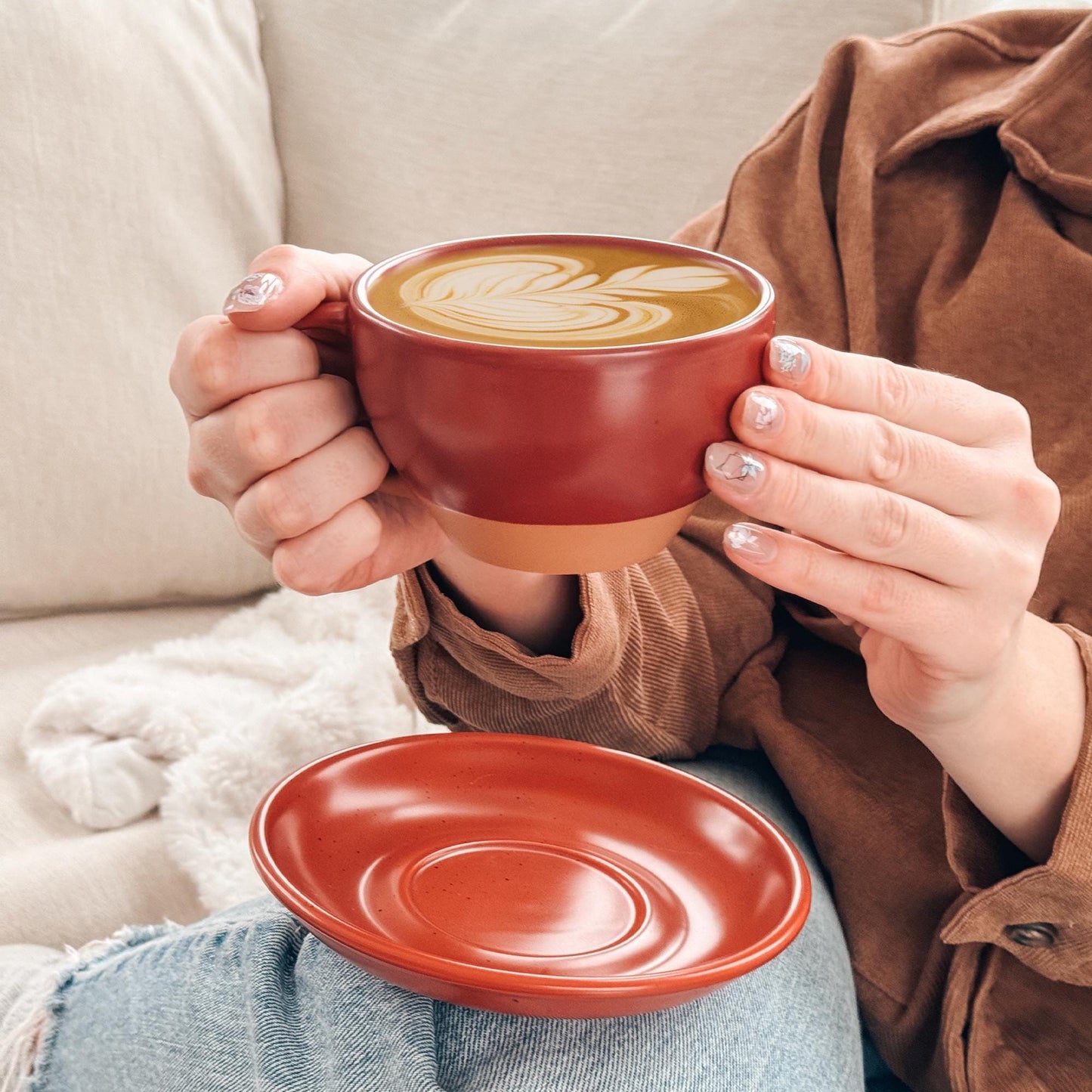 MORA CERAMICS Kitchen & Dining Latte Art Mug - 10.5oz - Crimson Red