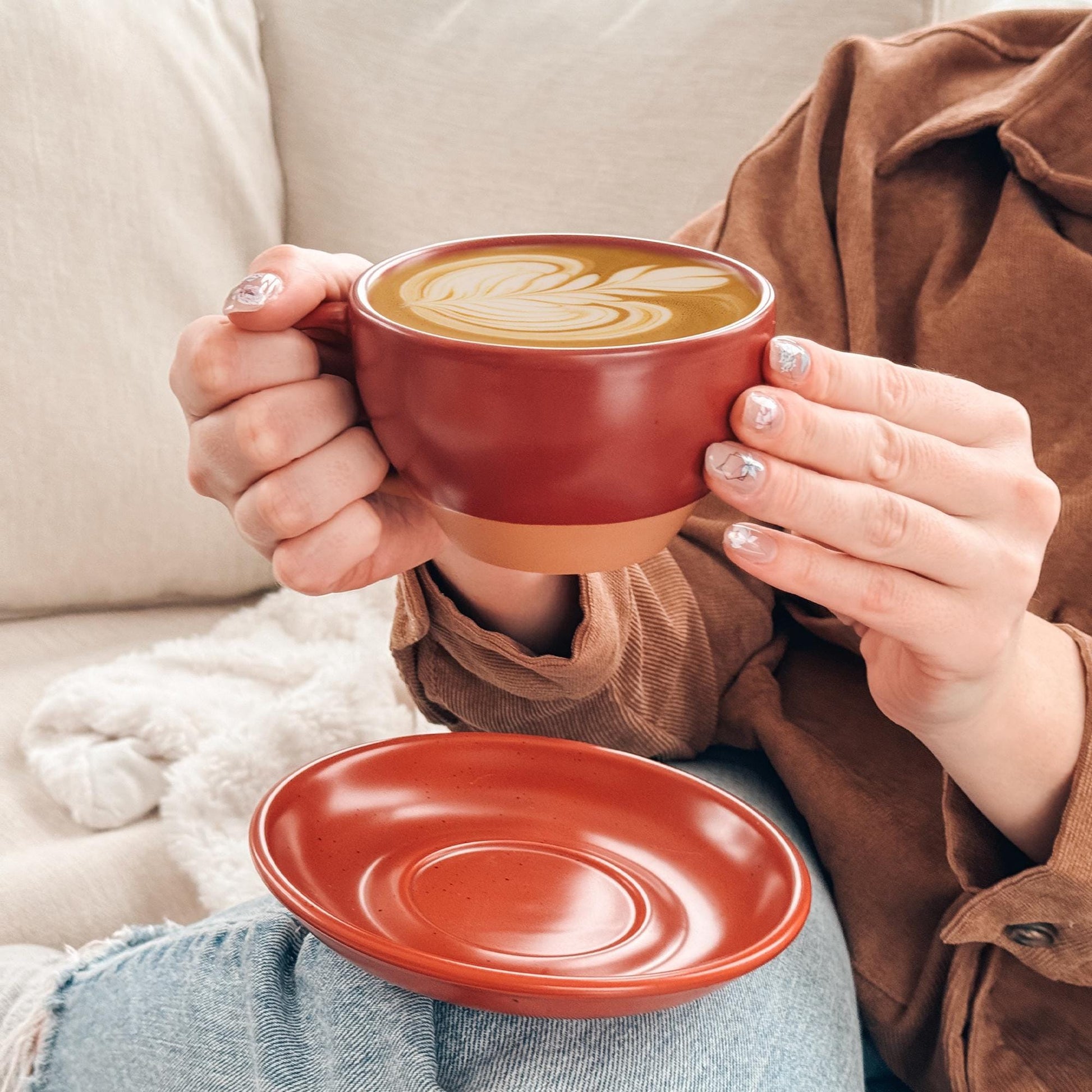 MORA CERAMICS Kitchen & Dining Latte Art Mug - 10.5oz - Crimson Red