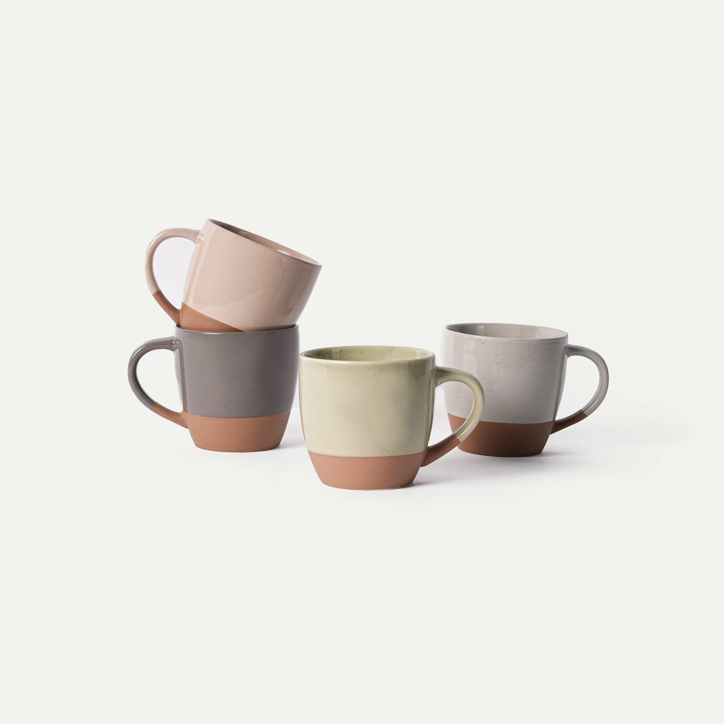 MORA CERAMICS Kitchen & Dining Latte Mug Set of 4 - 16oz - Assorted Neutrals