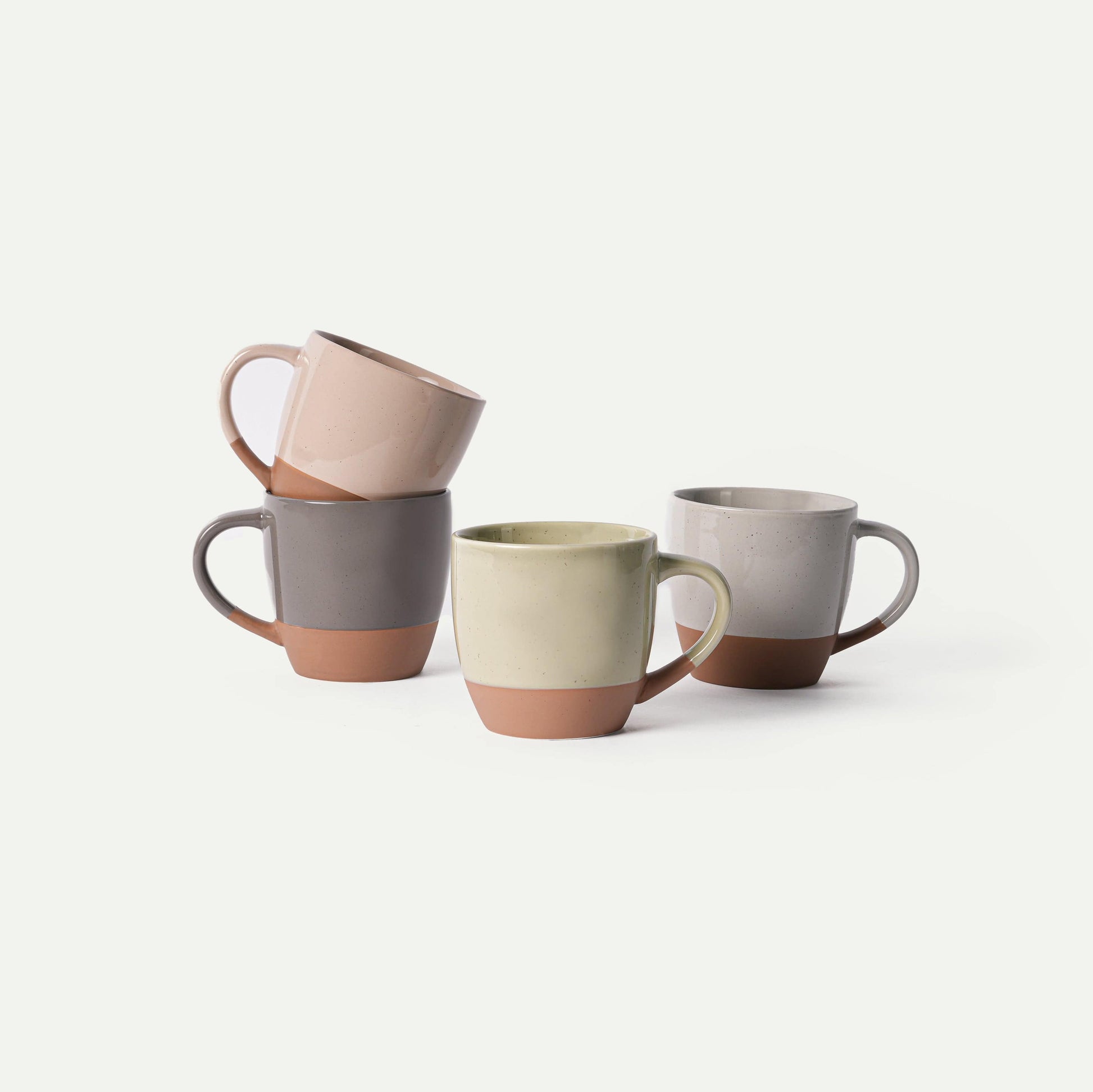 MORA CERAMICS Kitchen & Dining Latte Mug Set of 4 - 16oz - Assorted Neutrals