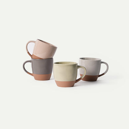 MORA CERAMICS Kitchen & Dining Latte Mug Set of 4 - 16oz - Assorted Neutrals