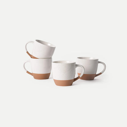 MORA CERAMICS Kitchen & Dining Latte Mug Set of 4 - 16oz - Vanilla White