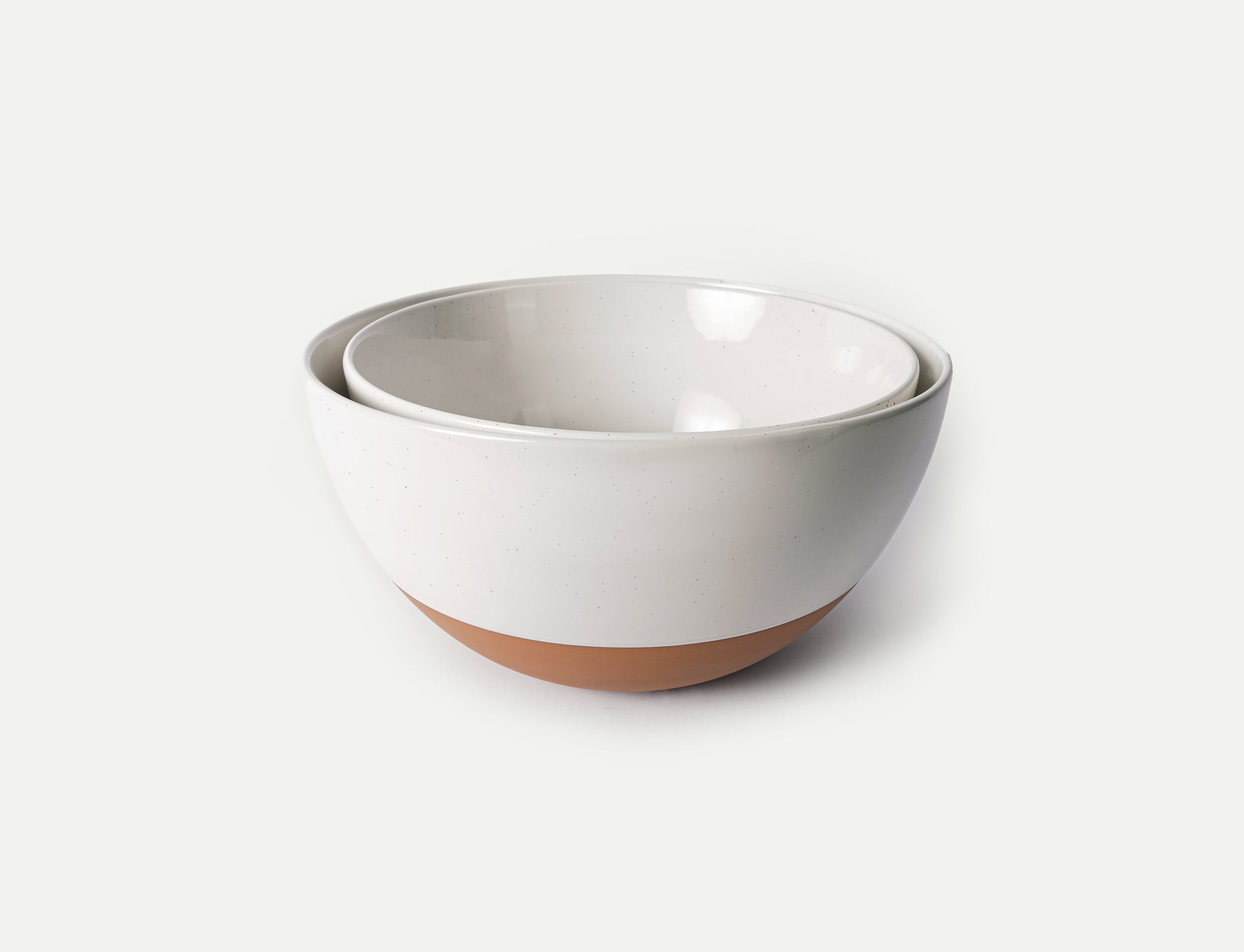 MORA CERAMICS Kitchen & Dining Large Mixing Bowls Set of 2 - 5.5 & 3.6 Qt - Vanilla White